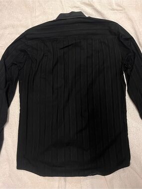 Geoffrey Beene Vintage Black Subtle Stripe French Cuff Dress Shirt